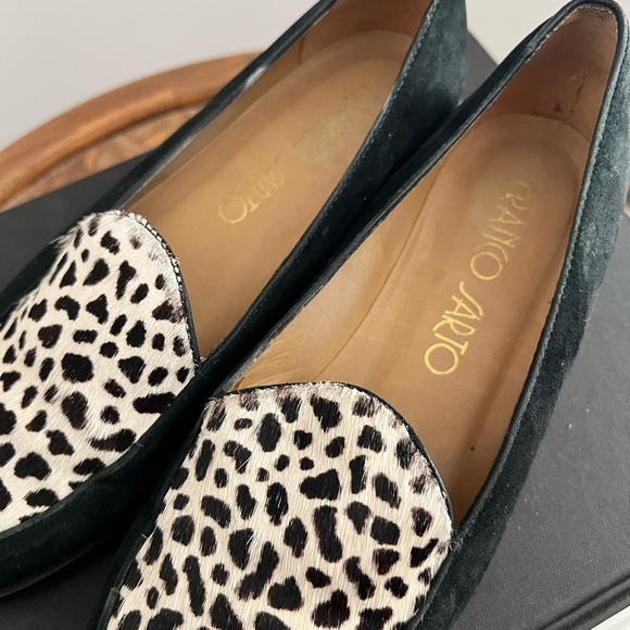 Franco Sarto Leopard Print Black Loafers - Picture 8 of 9